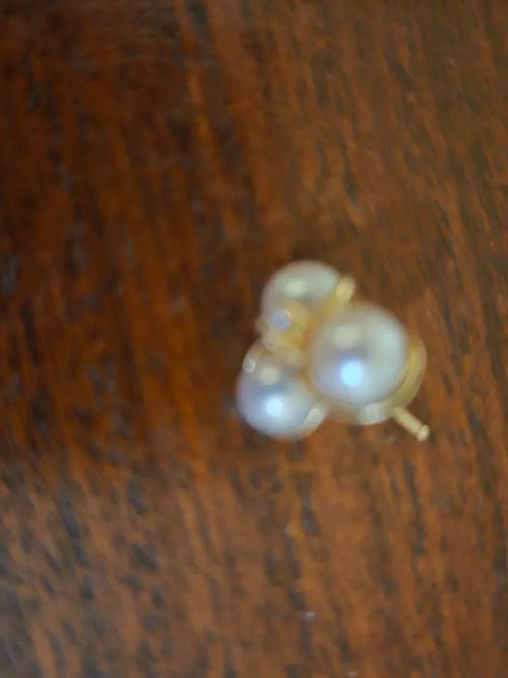 Earrings- three pearls with diamond